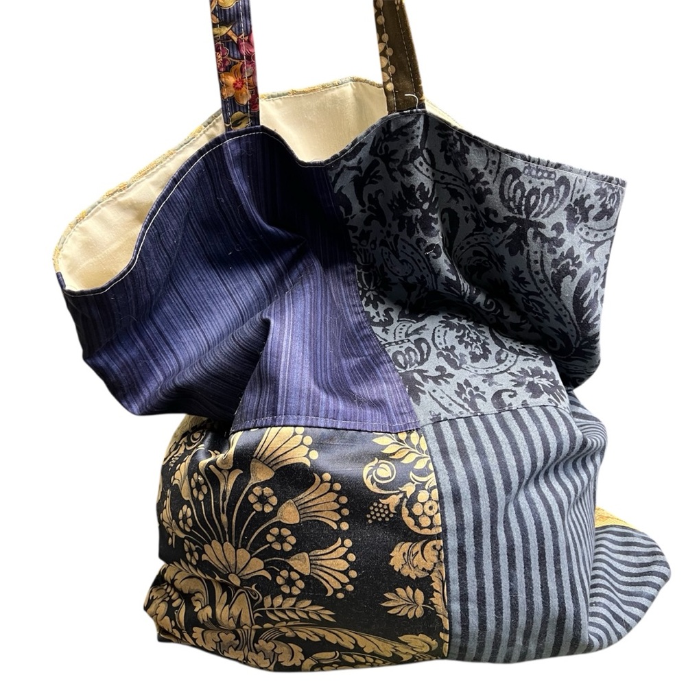 Elegant Patchwork Tote Bag - Black and Gray